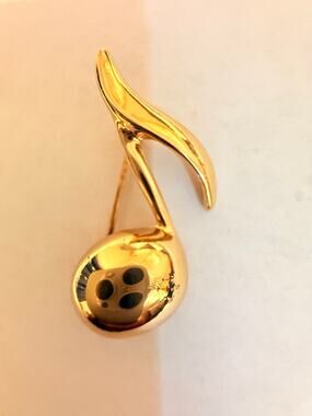 Vintage Monet Gold Tone Musical Note Brooch